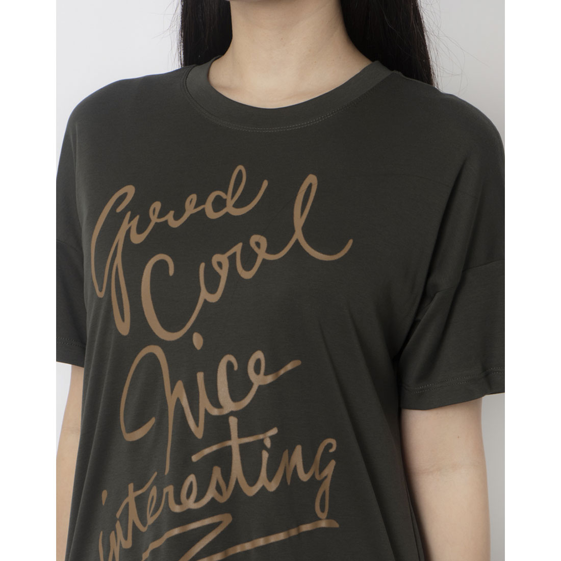 エグランティーヌ EGLANTINE でかロゴプリント半袖Tシャツ【日本製】 （ダークグリーン） ダークグリーン