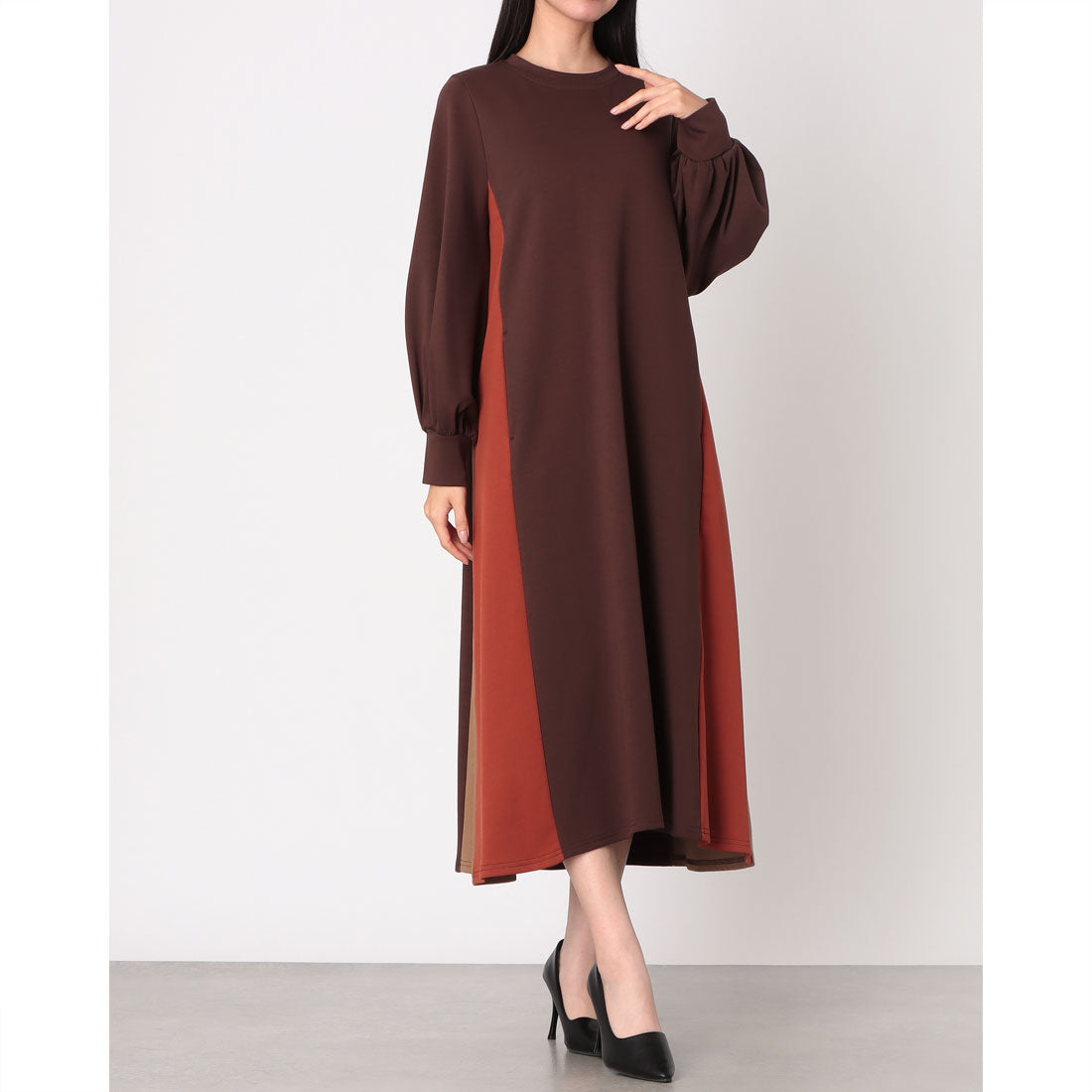 エグランティーヌ EGLANTINE 配色ワンピース （ブラウン） ブラウン
