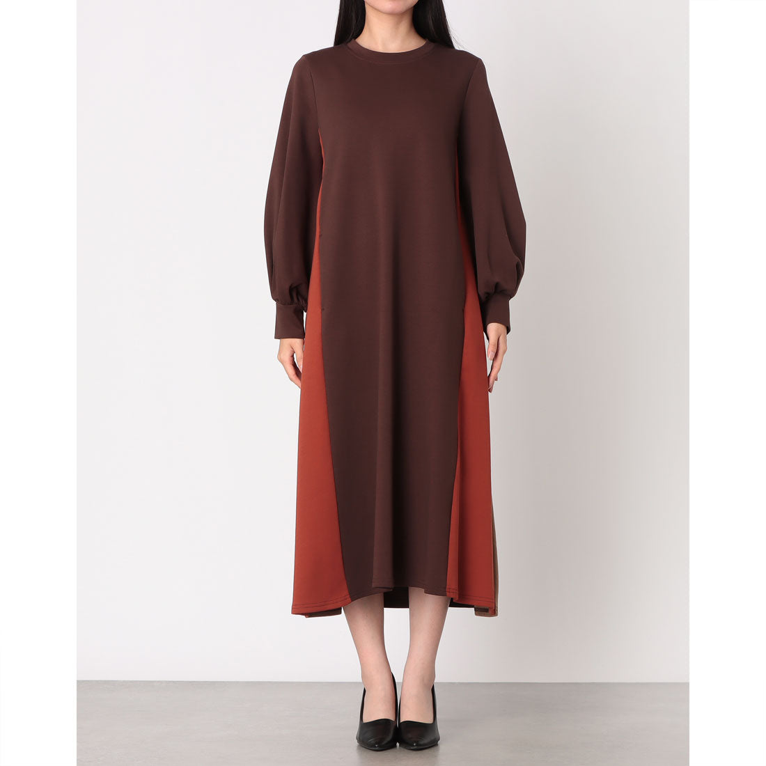 エグランティーヌ EGLANTINE 配色ワンピース （ブラウン） ブラウン
