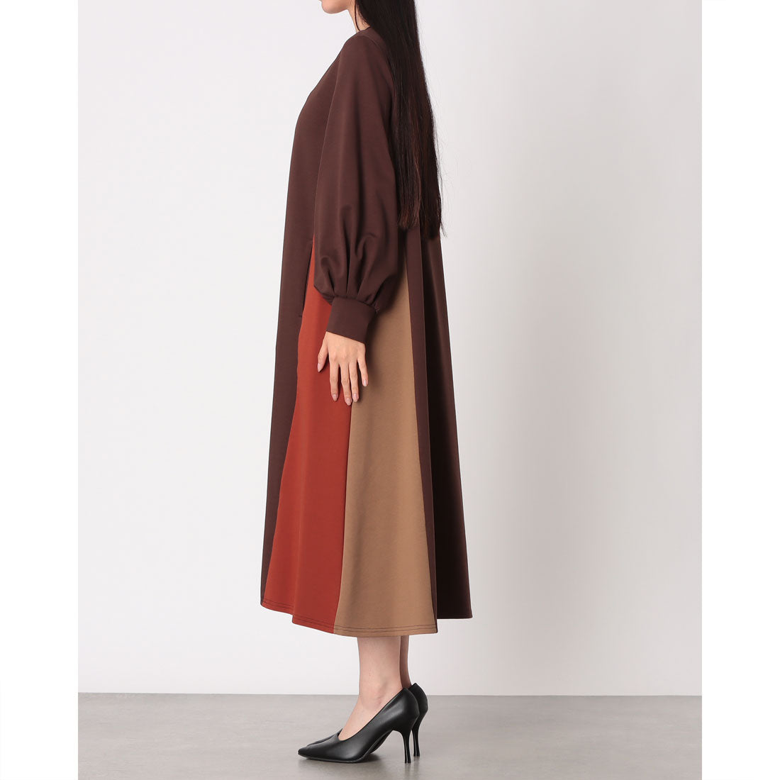 エグランティーヌ EGLANTINE 配色ワンピース （ブラウン） ブラウン