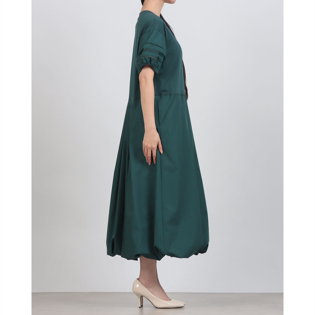 エグランティーヌ EGLANTINE 素材切替ワンピース （ダークグリーン） ダークグリーン