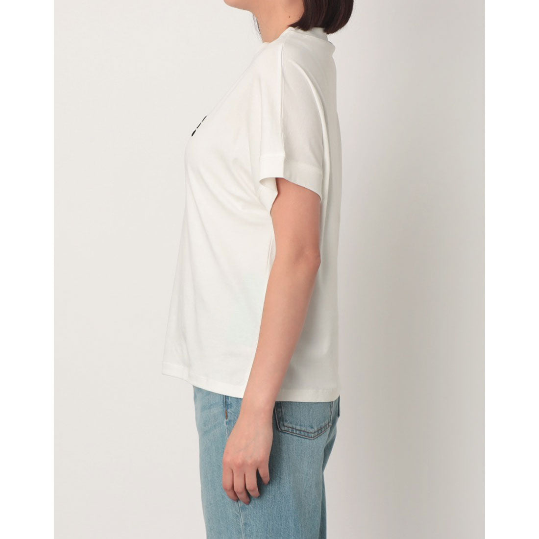 エグランティーヌ EGLANTINE レースロゴ刺繍半袖Tシャツ【日本製】ローズペトール （ブルー） ブルー