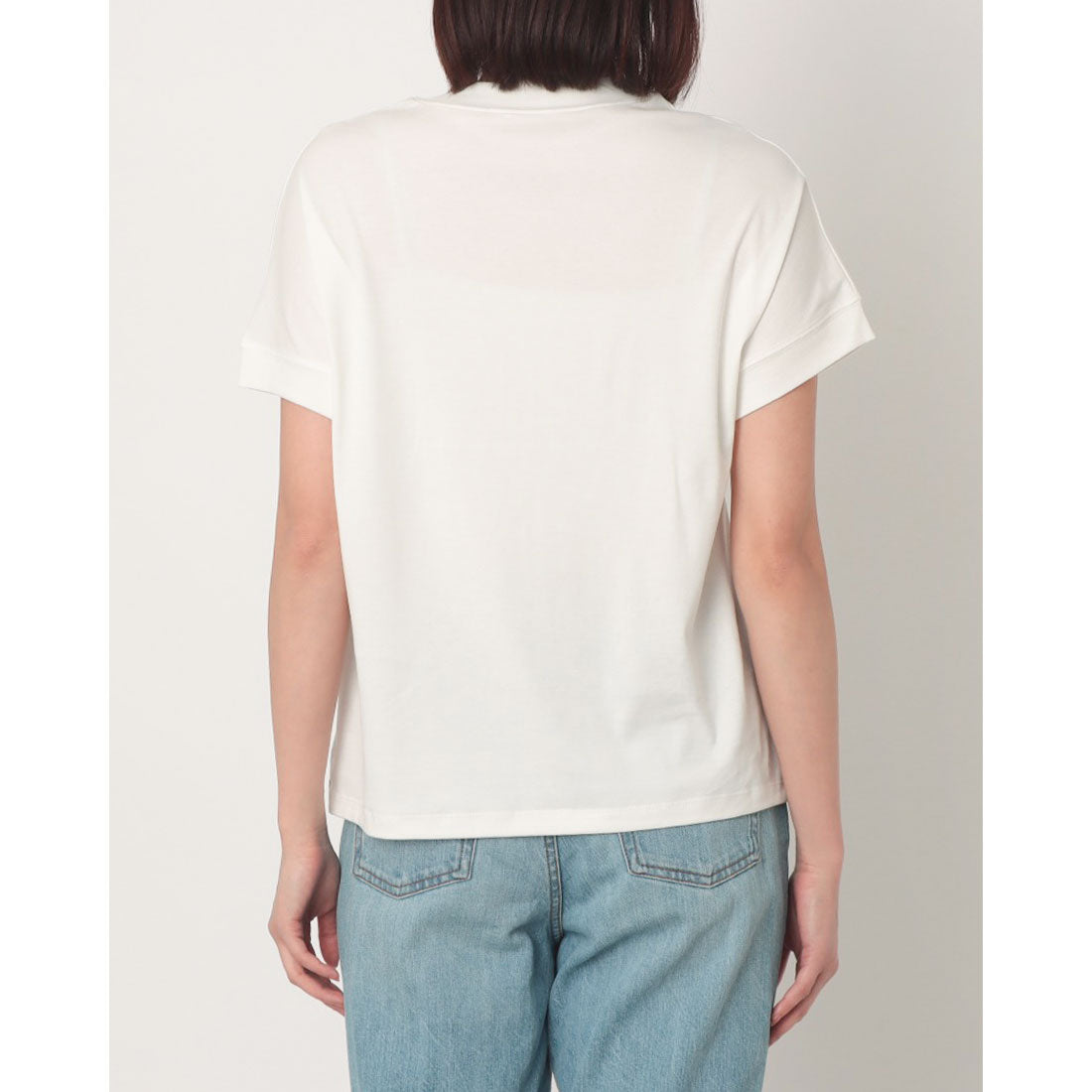 エグランティーヌ EGLANTINE レースロゴ刺繍半袖Tシャツ【日本製】ローズペトール （ブルー） ブルー