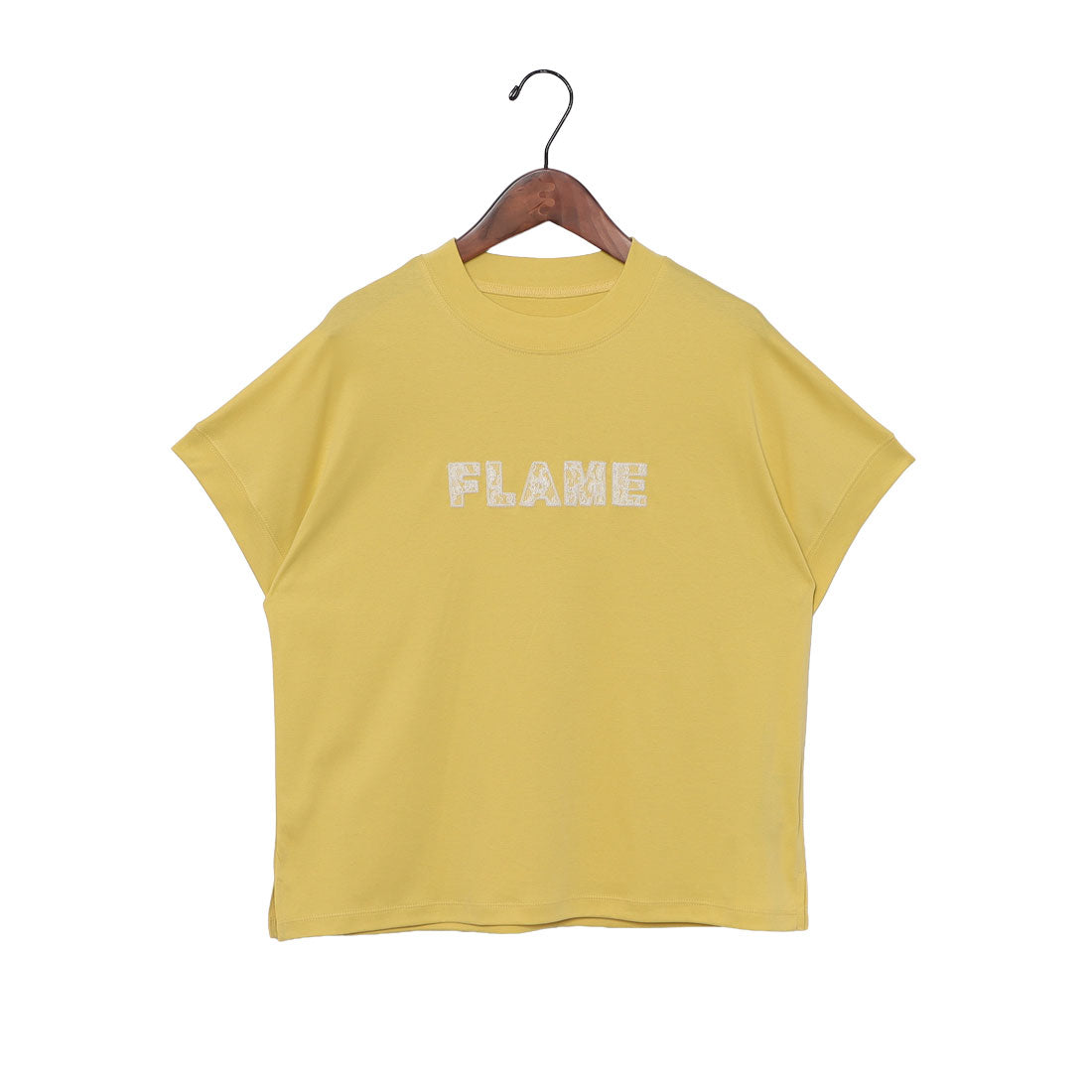 エグランティーヌ EGLANTINE レースロゴ刺繍半袖Tシャツ【日本製】ローズペトール （レモンイエロー） レモンイエロー
