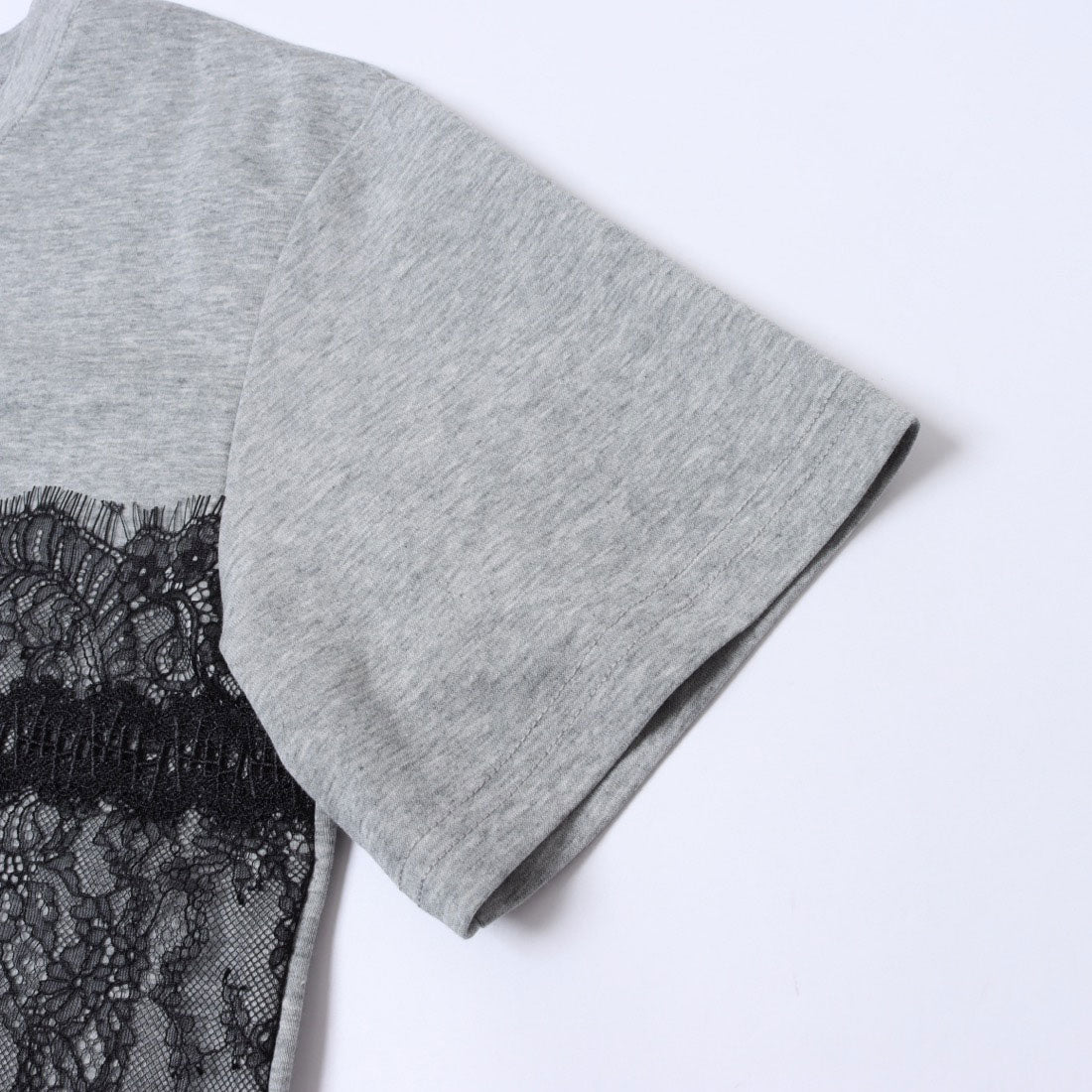 エグランティーヌ EGLANTINE レースドッキングプリント半袖Tシャツ （ブラック） ブラック