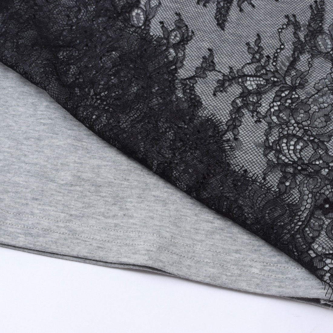 エグランティーヌ EGLANTINE レースドッキングプリント半袖Tシャツ （ブラック） ブラック