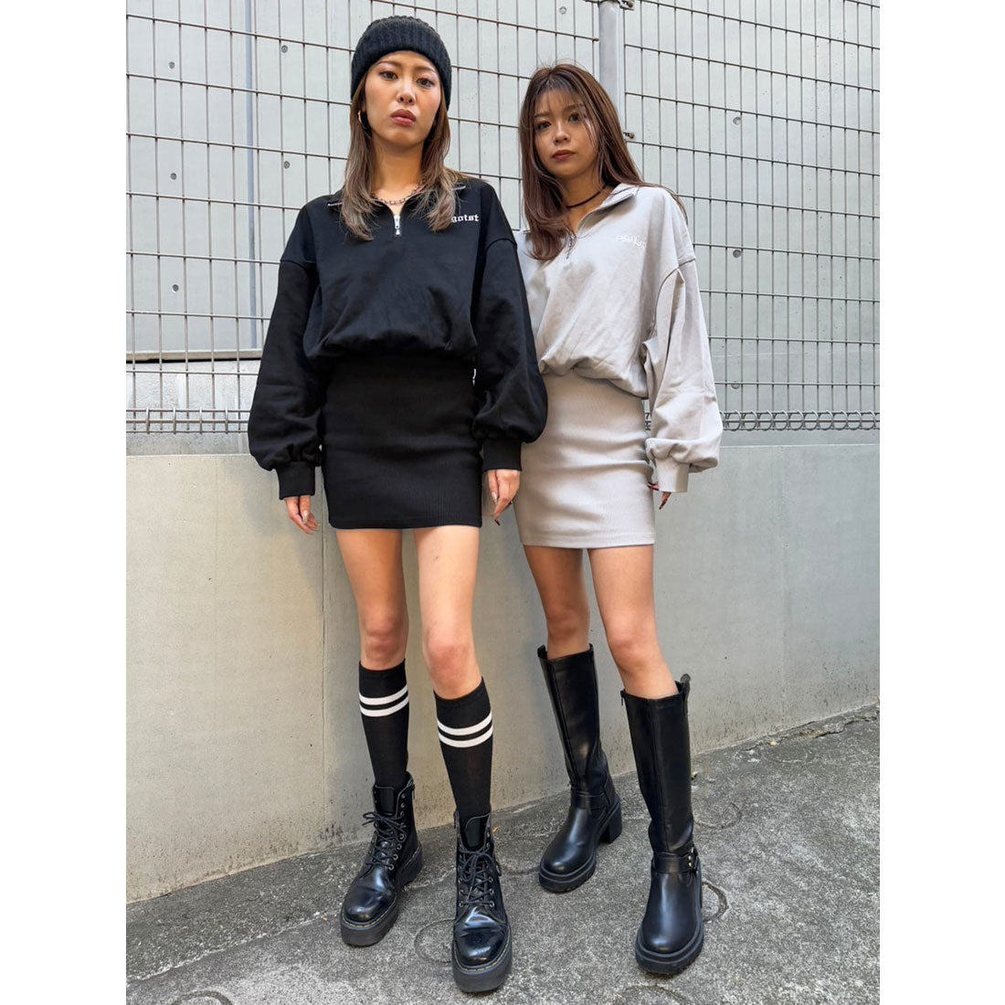 エゴイスト EGOIST ハーフZIP裏毛ミニワンピース （BLACK） BLACK