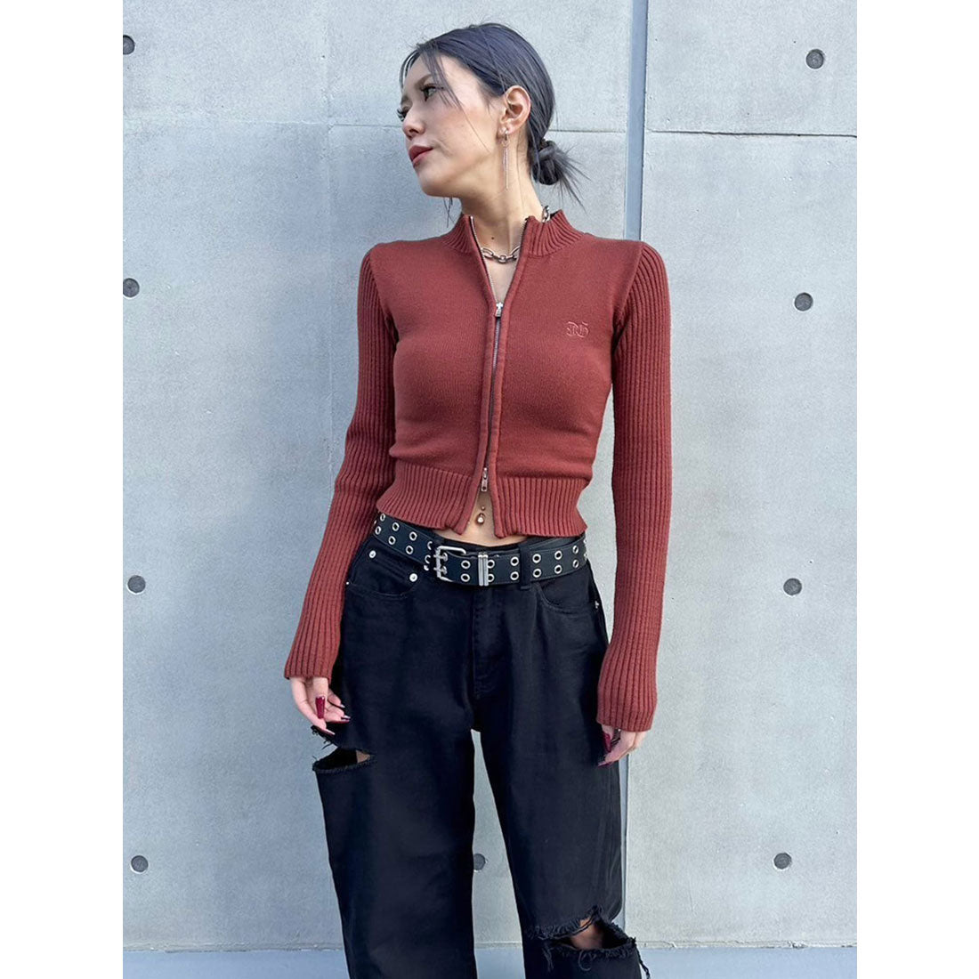 エゴイスト EGOIST 2パターン編地デザインニットTOP （BROWN） BROWN