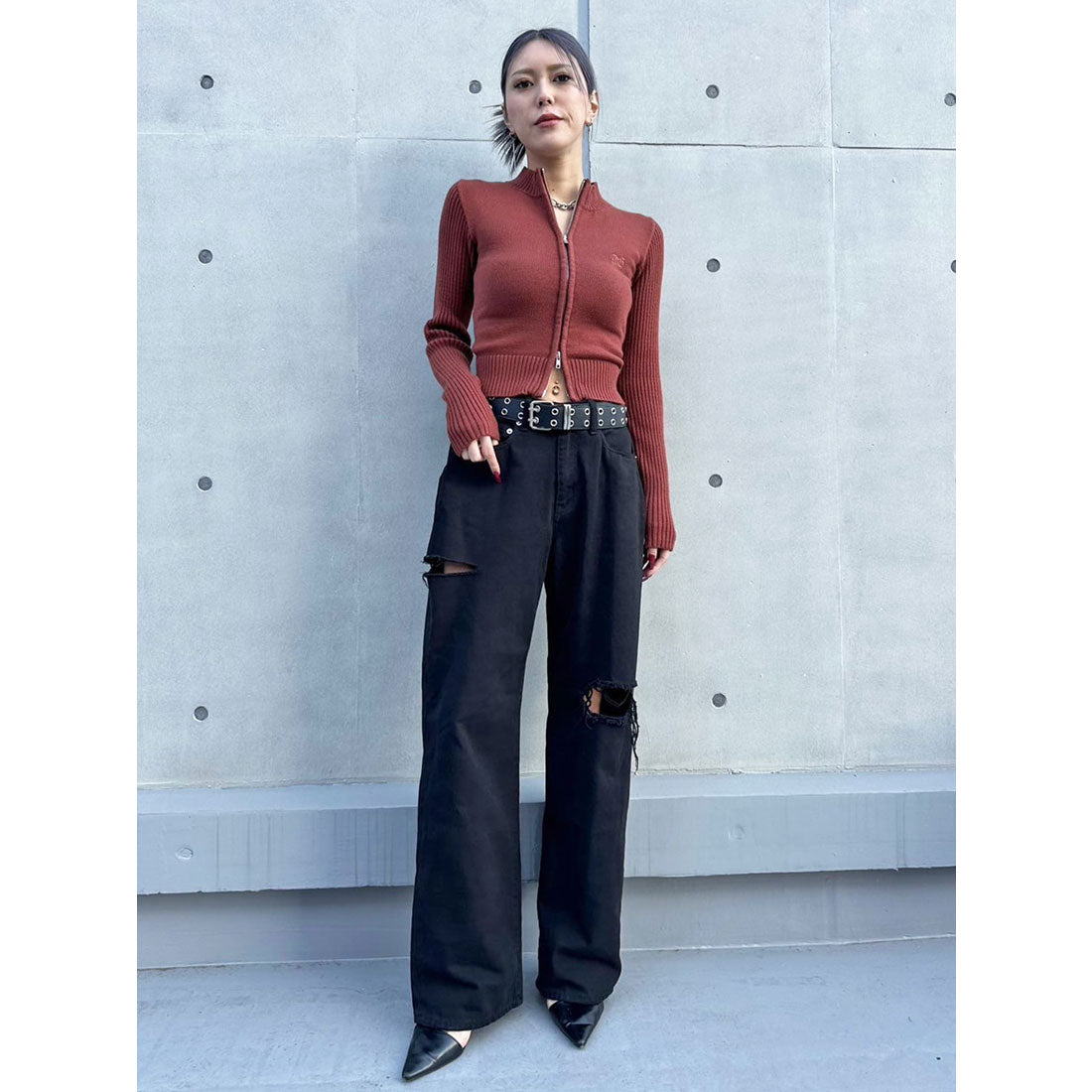 エゴイスト EGOIST 2パターン編地デザインニットTOP （BROWN） BROWN