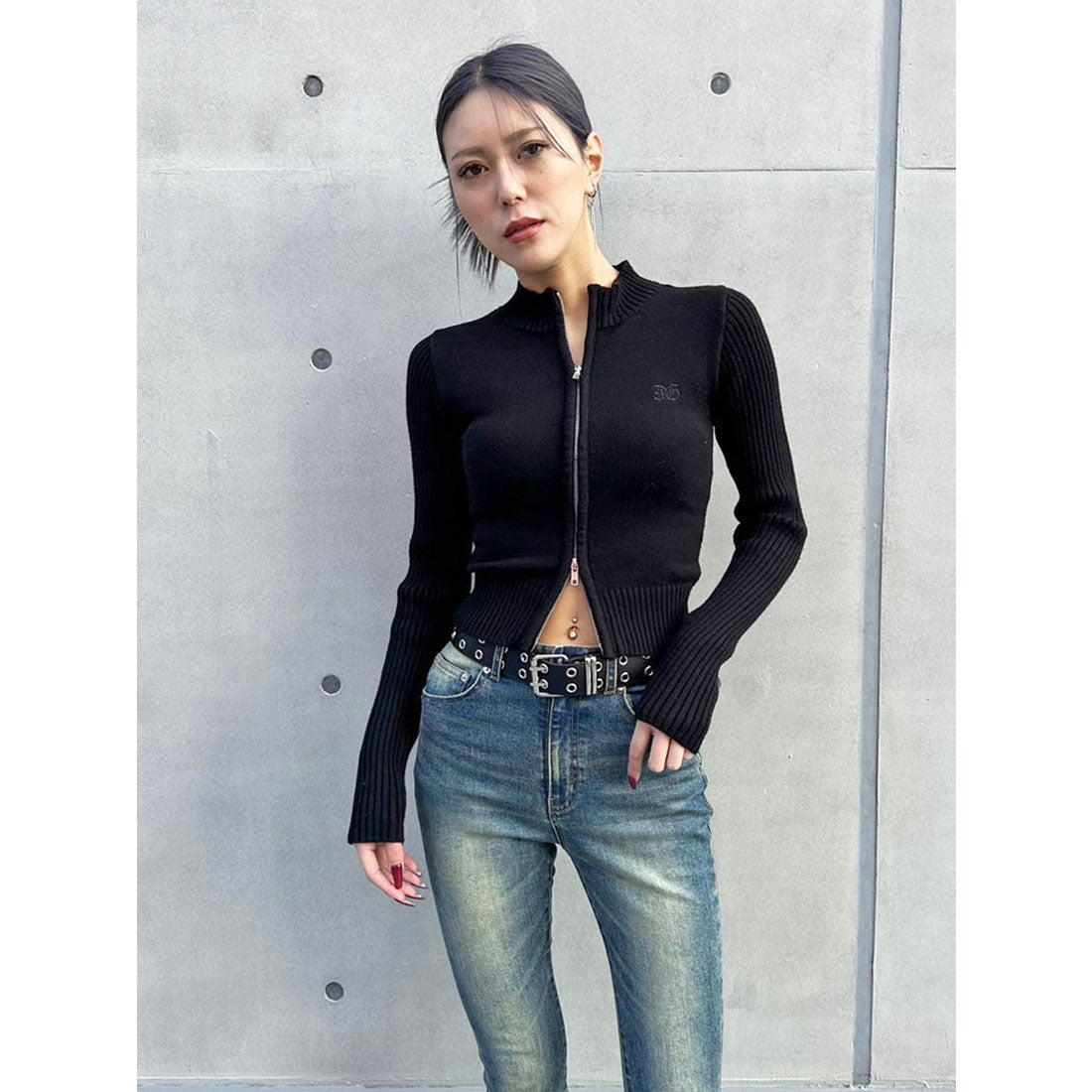 エゴイスト EGOIST 2パターン編地デザインニットTOP （BLACK） BLACK