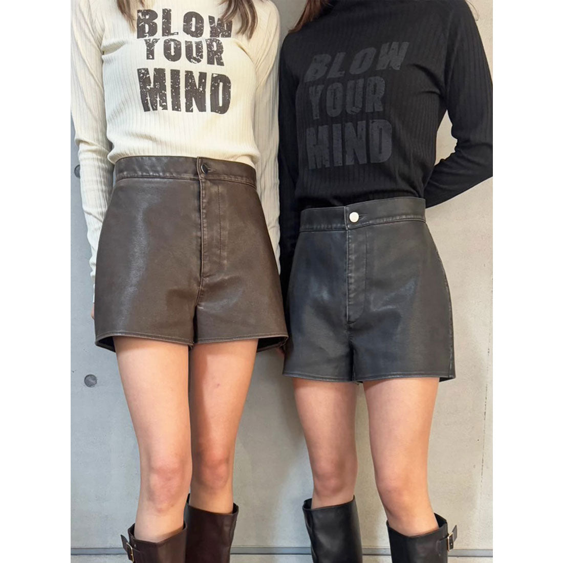 エゴイスト EGOIST ヴィンテージ風フェイクレザーショートパンツ （BLACK） BLACK