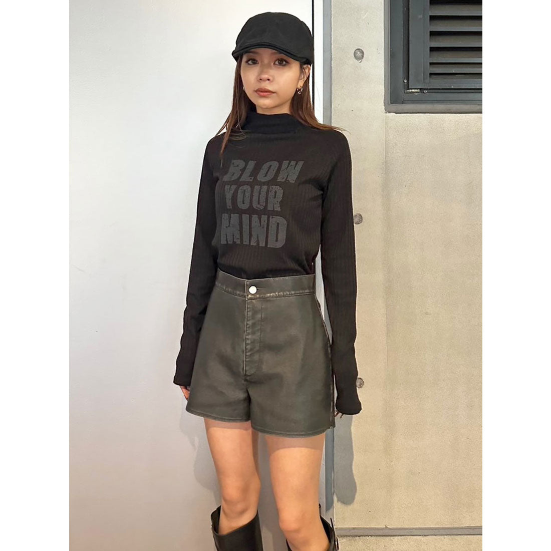エゴイスト EGOIST ヴィンテージ風フェイクレザーショートパンツ （BLACK） BLACK