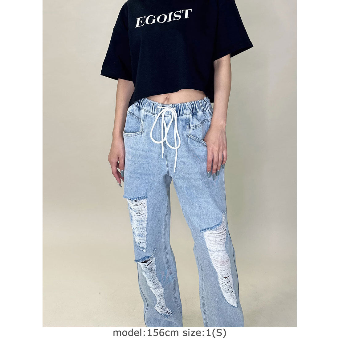 エゴイスト EGOIST ウェストゴム紐デニムパンツ （BLUE） BLUE