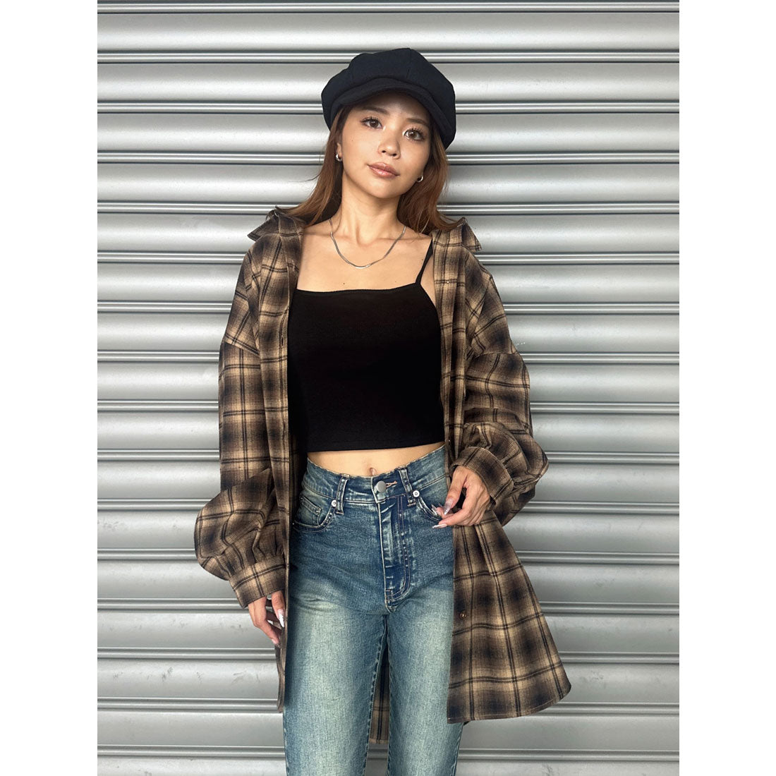 エゴイスト EGOIST ウォームチェック柄オーバーシャツ （ブラウン） ブラウン