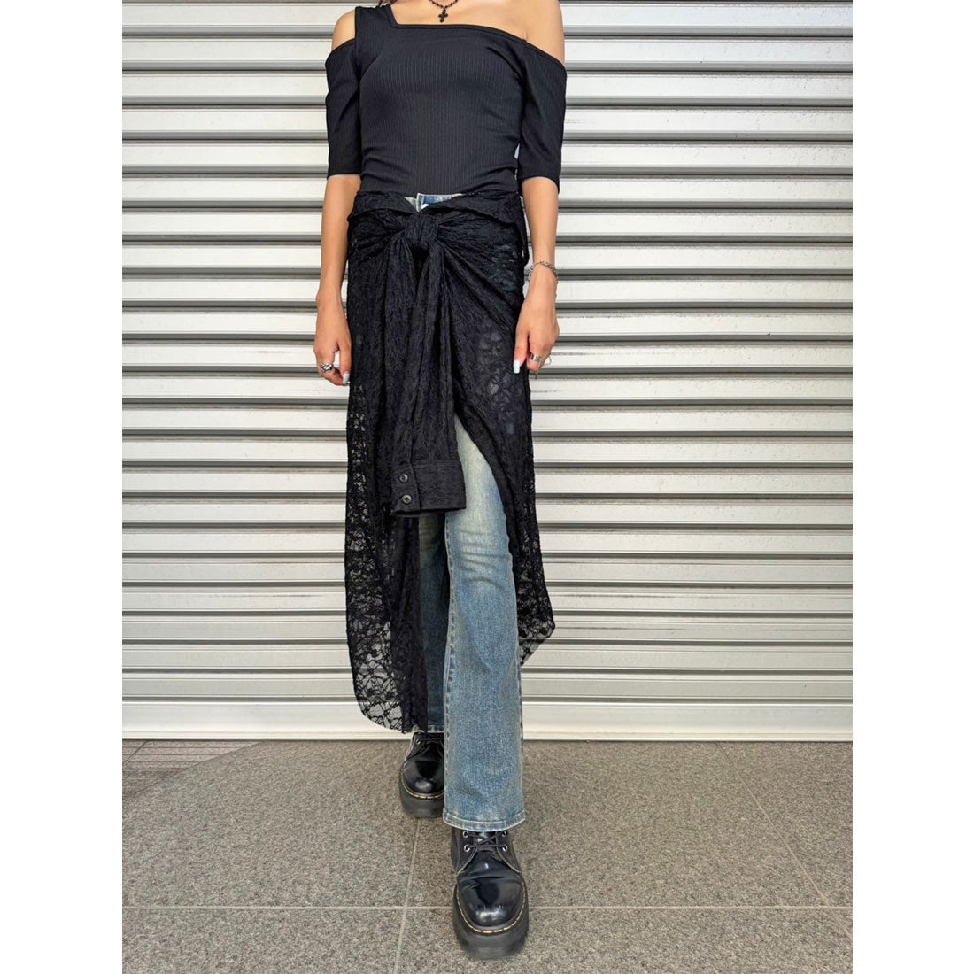 エゴイスト EGOIST レースシャツライクロングスカート （BLACK） BLACK