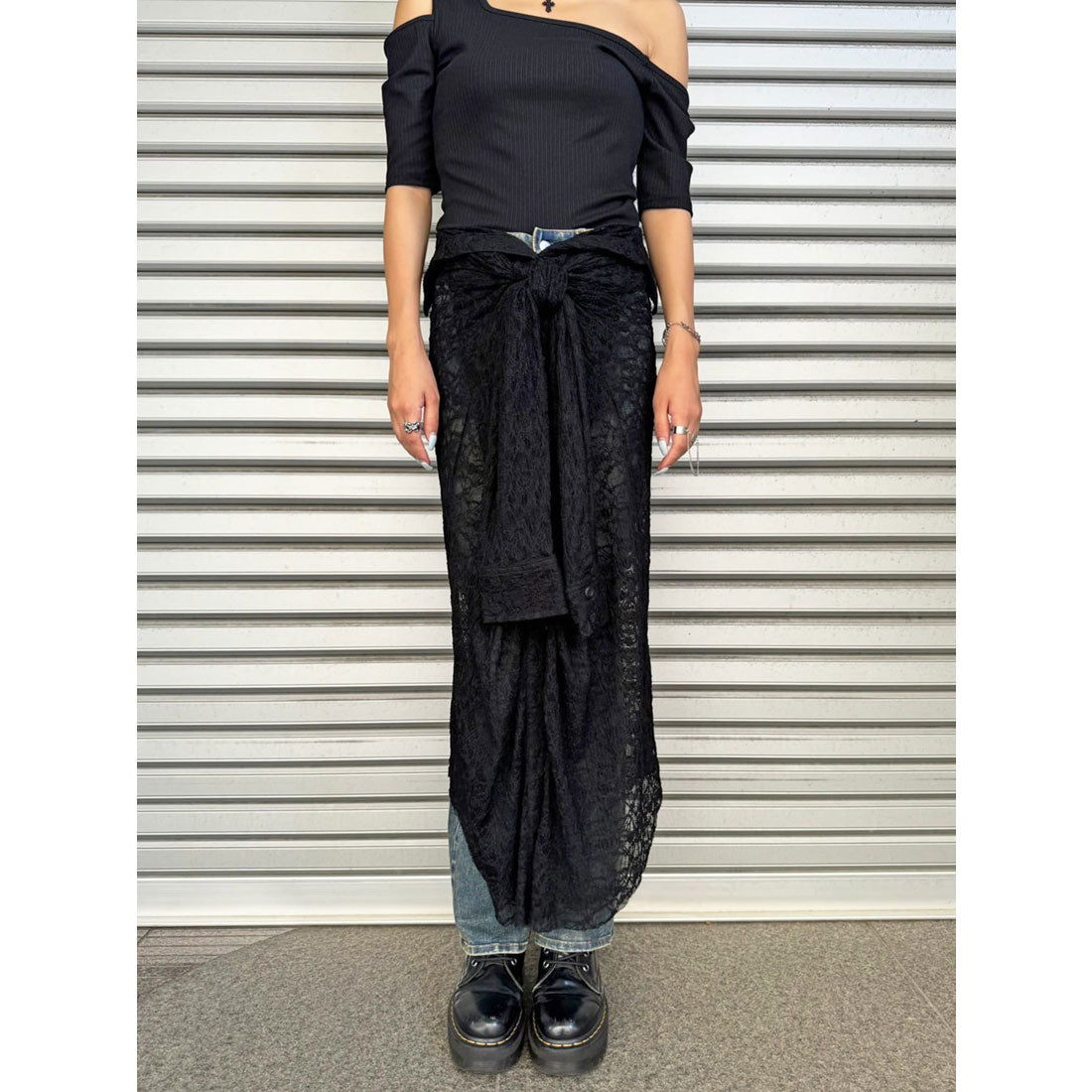 エゴイスト EGOIST レースシャツライクロングスカート （BLACK） BLACK