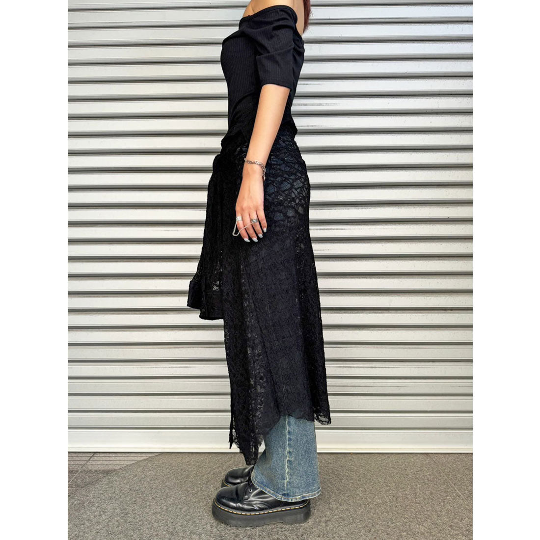 エゴイスト EGOIST レースシャツライクロングスカート （BLACK） BLACK