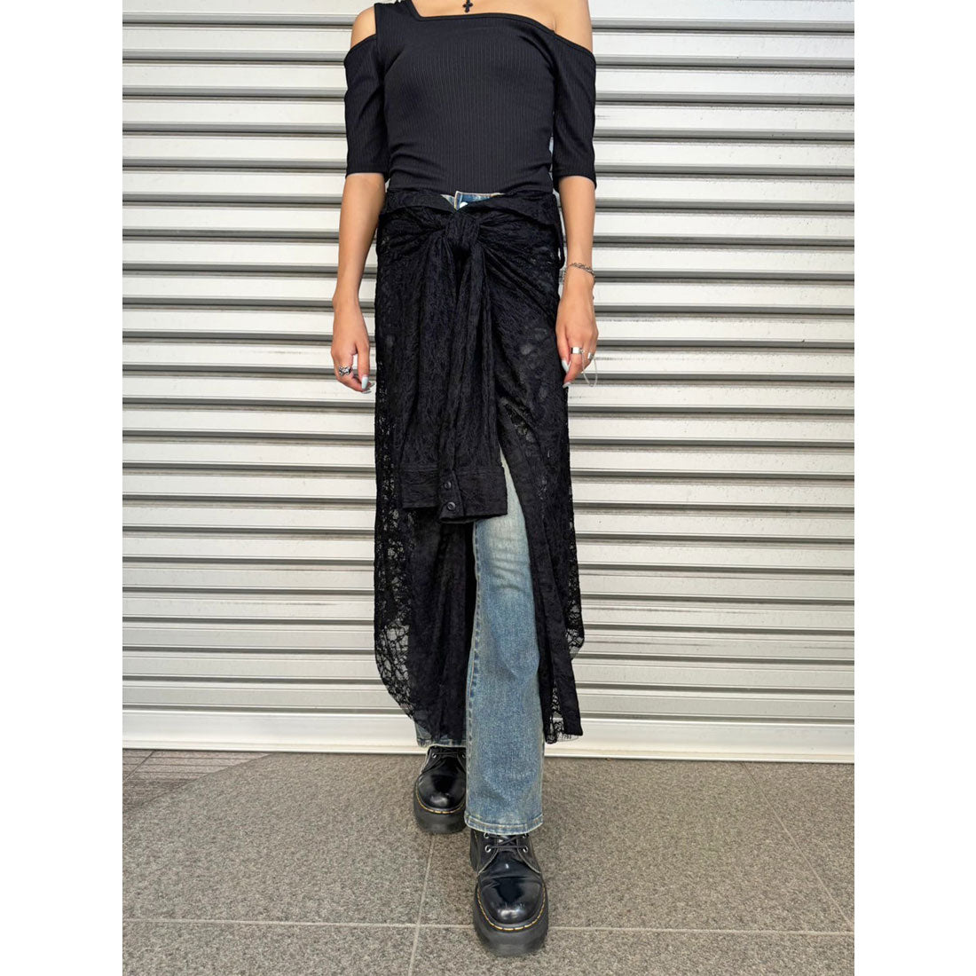エゴイスト EGOIST レースシャツライクロングスカート （BLACK） BLACK