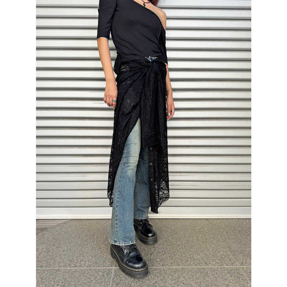 エゴイスト EGOIST レースシャツライクロングスカート （BLACK） BLACK