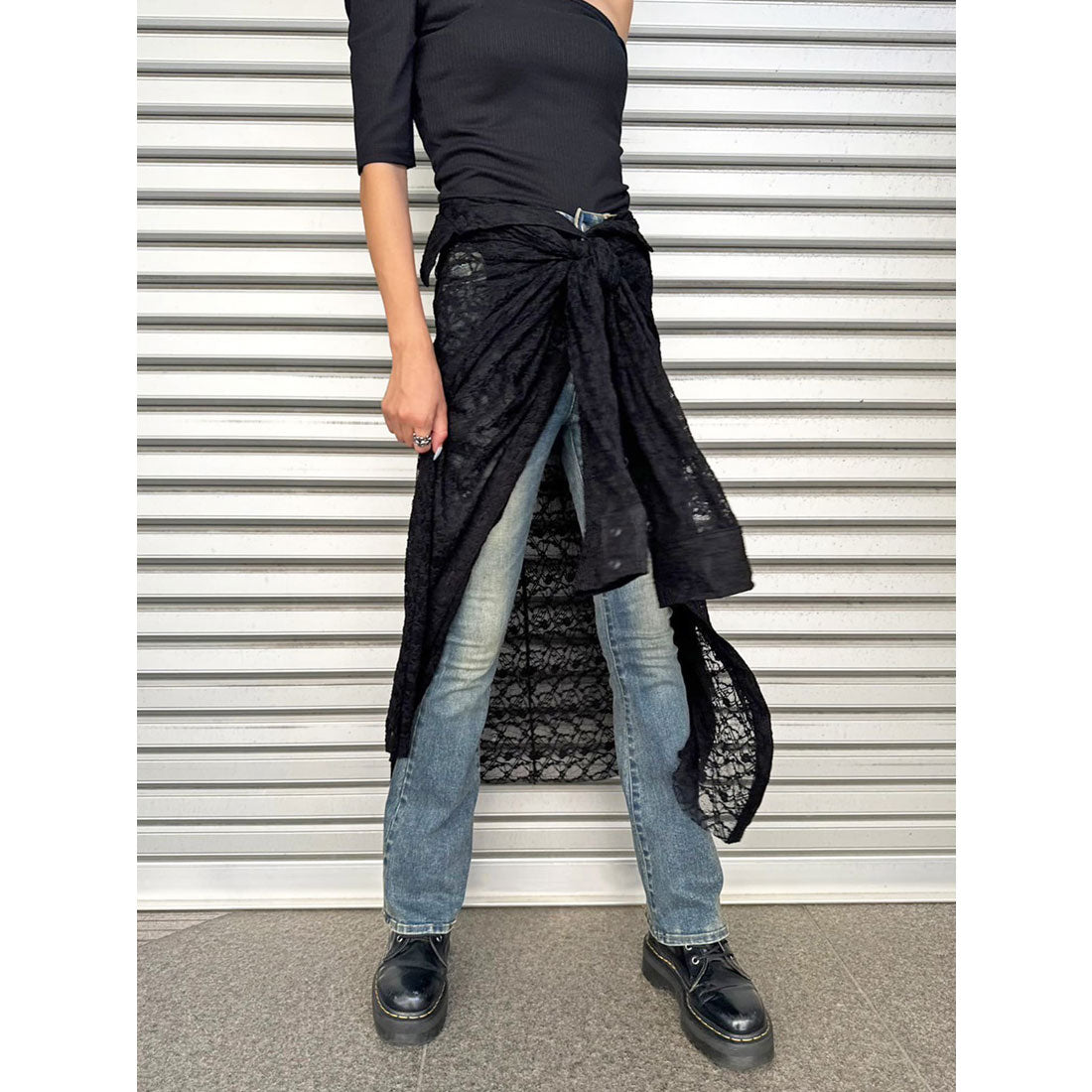 エゴイスト EGOIST レースシャツライクロングスカート （BLACK） BLACK