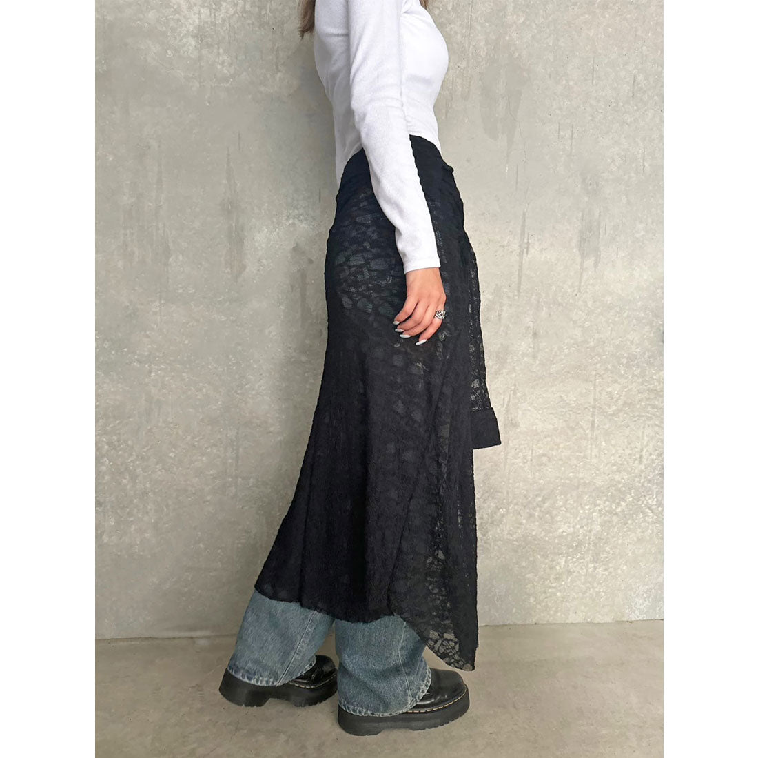 エゴイスト EGOIST レースシャツライクロングスカート （BLACK） BLACK