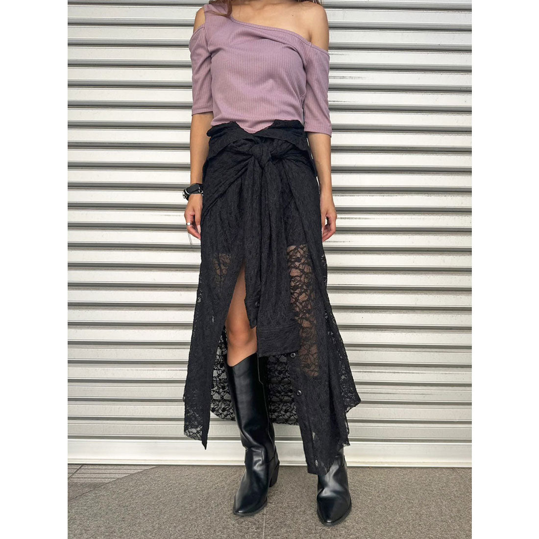 エゴイスト EGOIST レースシャツライクロングスカート （BLACK） BLACK