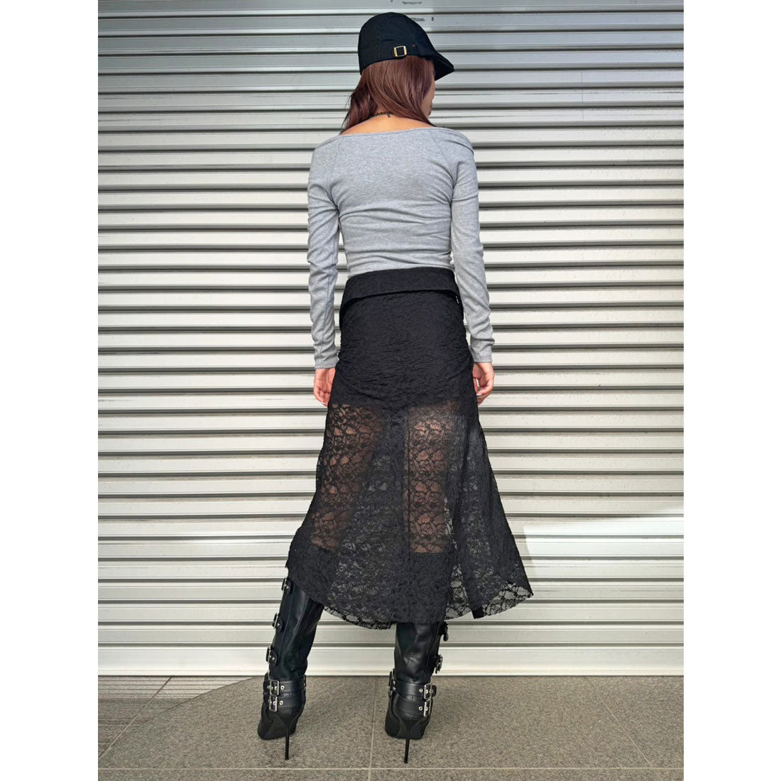 エゴイスト EGOIST レースシャツライクロングスカート （BLACK） BLACK