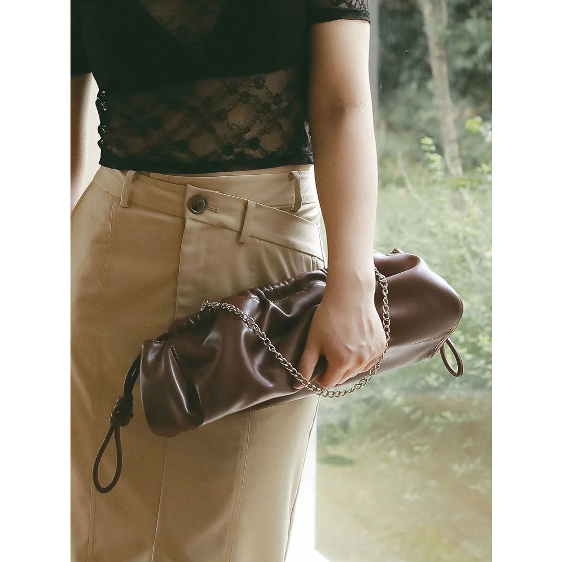 エイミーイストワール eimy istoire ソフトギャザードローストリングバッグ （BROWN） BROWN
