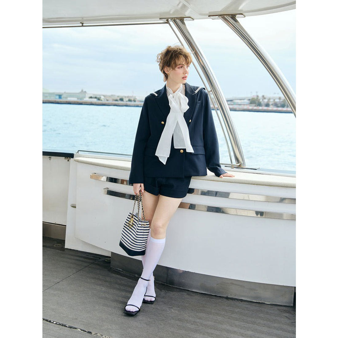 エイミーイストワール EIMY ISTOIRE クラシックマリンバケットバッグ （NAVY） NAVY