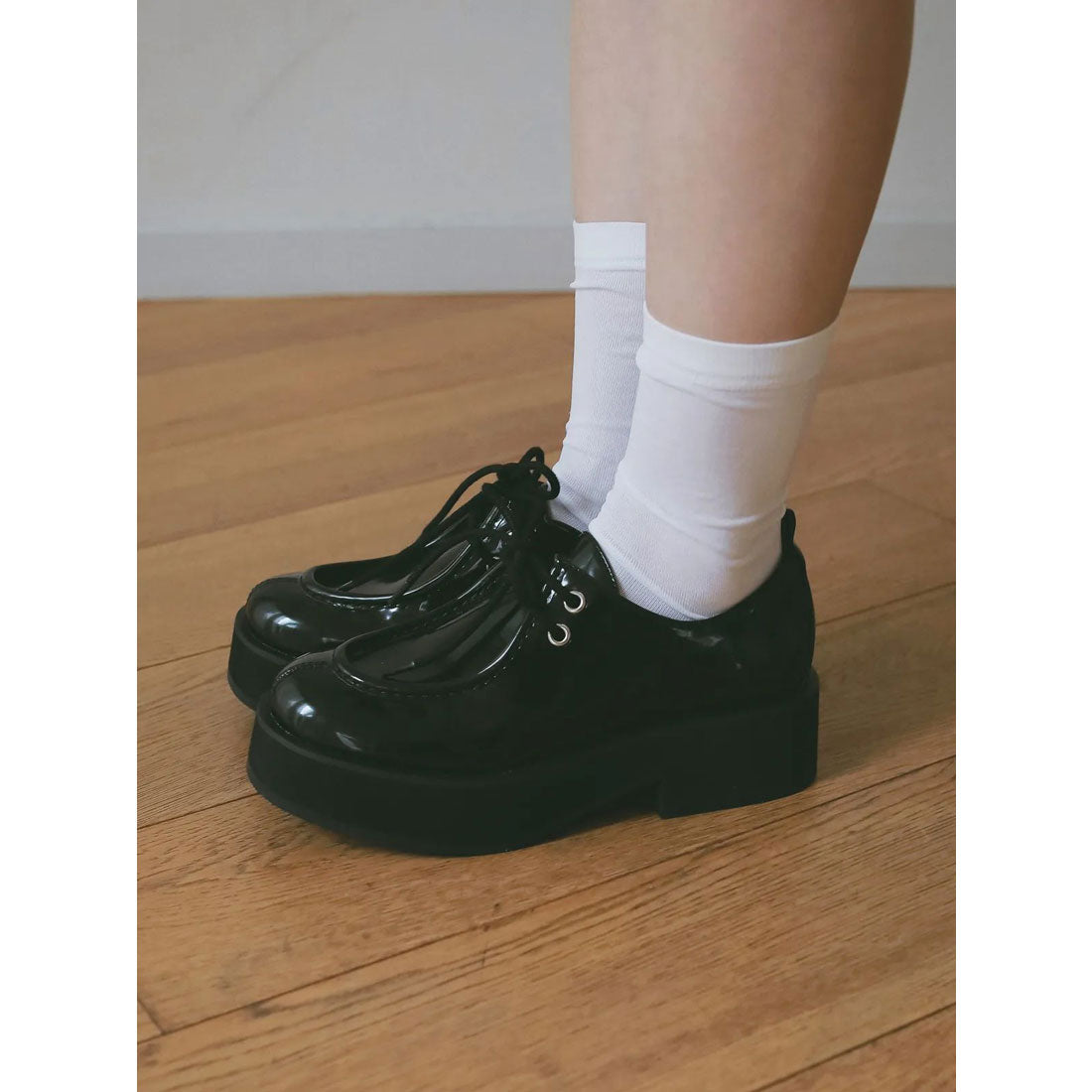 エイミーイストワール eimy istoire レースアップボリュームローファー （BLACK） BLACK