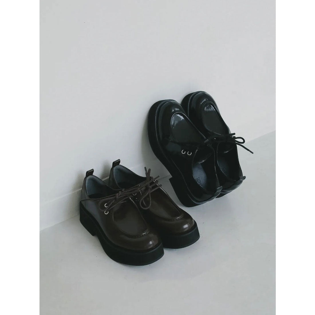 エイミーイストワール eimy istoire レースアップボリュームローファー （BLACK） BLACK