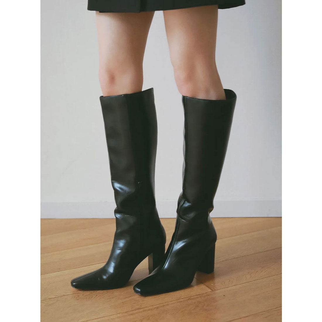 エイミーイストワール eimy istoire スクエアトゥロングブーツ （BLACK） BLACK