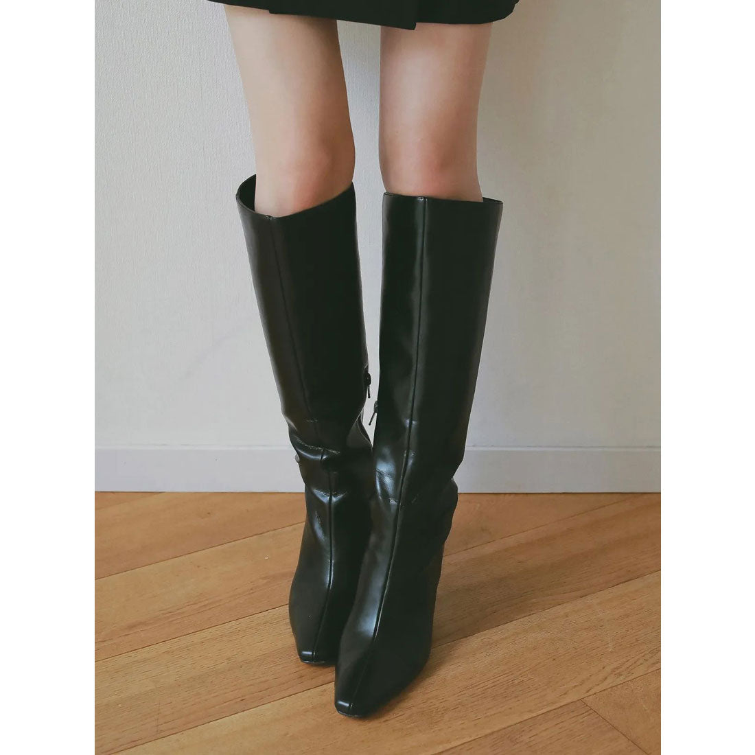 エイミーイストワール eimy istoire スクエアトゥロングブーツ （BLACK） BLACK