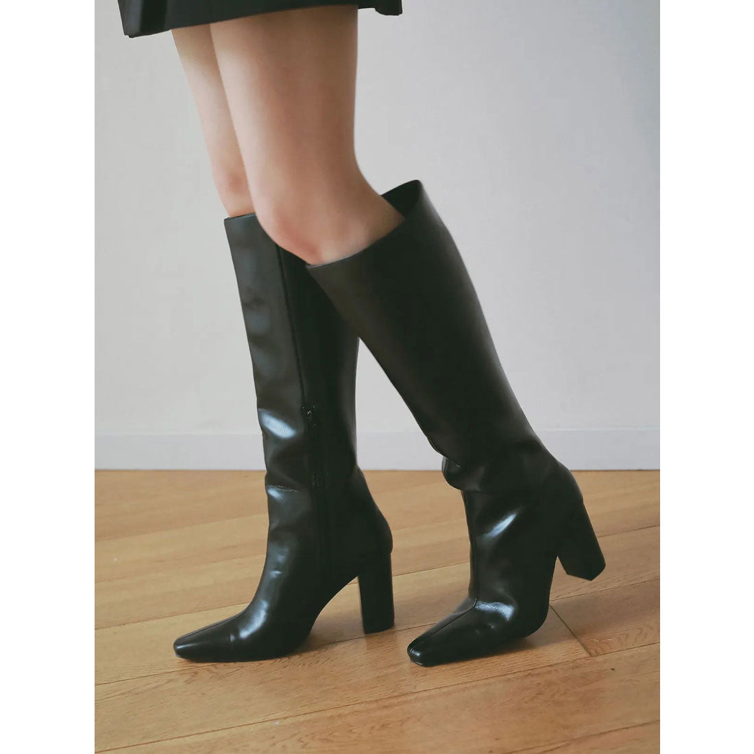 エイミーイストワール eimy istoire スクエアトゥロングブーツ （BLACK） BLACK