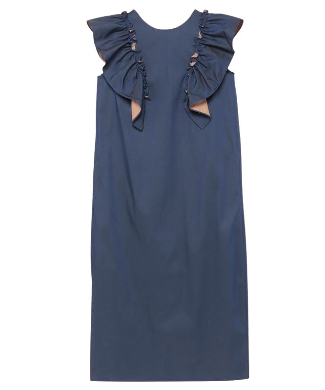 エイミーイストワール EIMY ISTOIRE ツートーンフリルロングワンピース （NAVY） NAVY