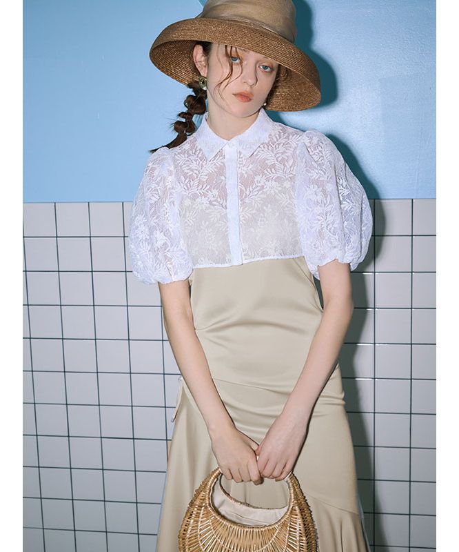 エイミーイストワール EIMY ISTOIRE レースレイヤードマーメイドワンピース （PINKBEIGE） PINKBEIGE