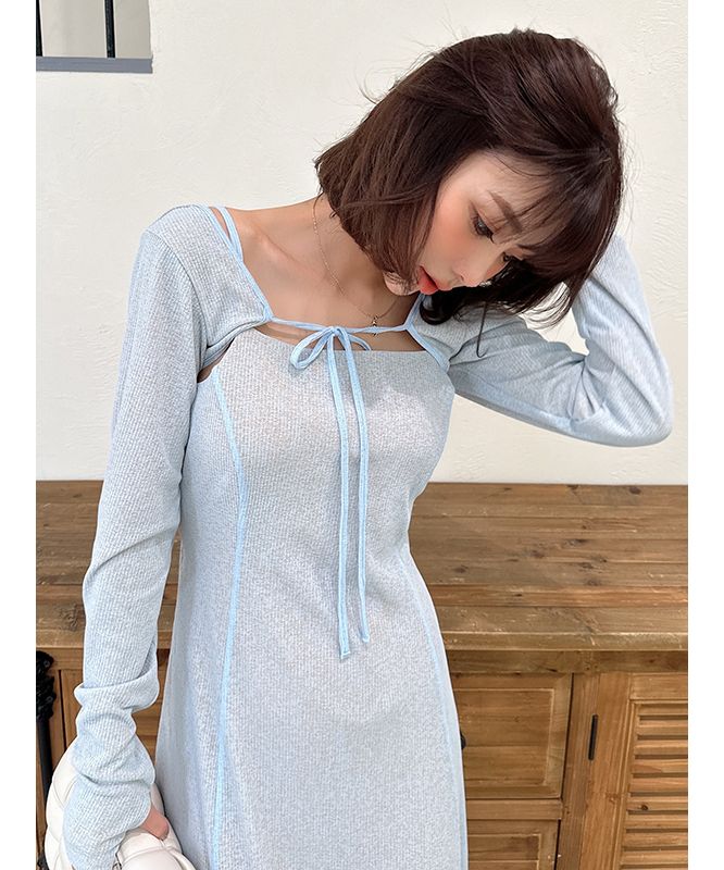 eimy istoire Double Layer Back Chain Set Dress