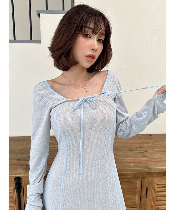 eimy istoire Double Layer Back Chain Set Dress
