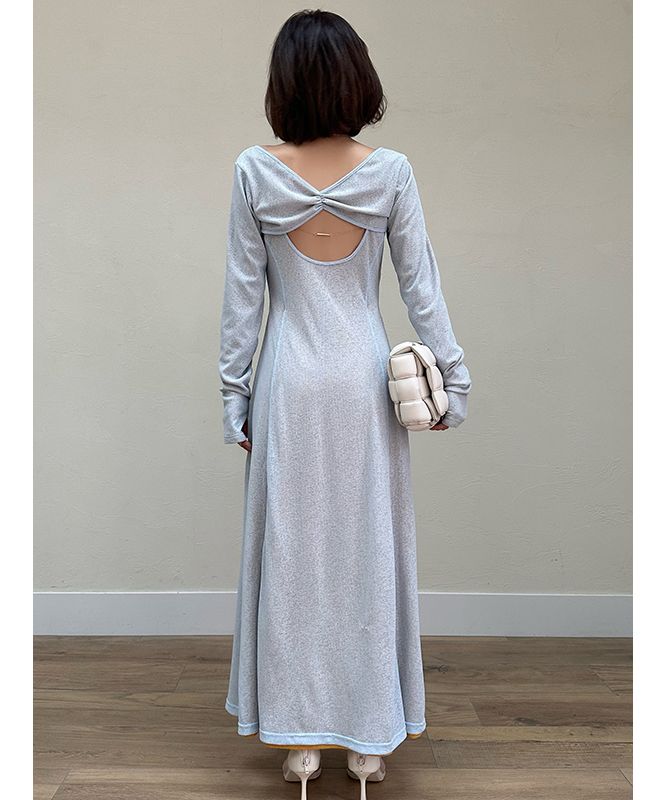 eimy istoire Double Layer Back Chain Set Dress