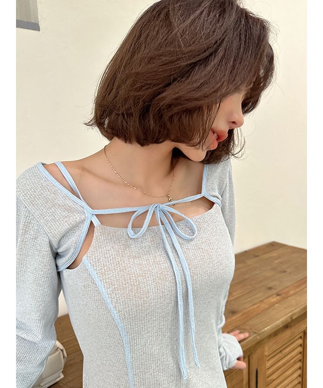 eimy istoire Double Layer Back Chain Set Dress