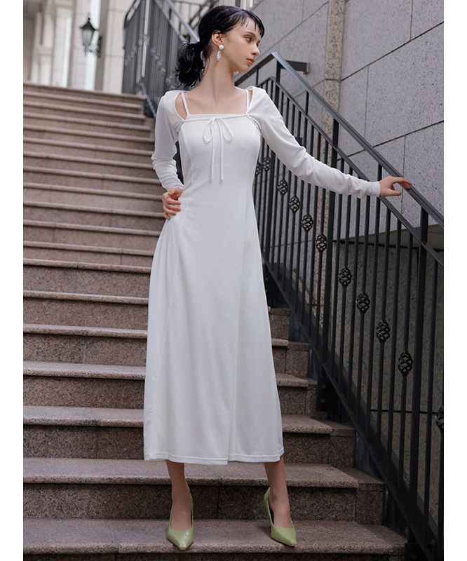 eimy istoire Double Layer Back Chain Set Dress