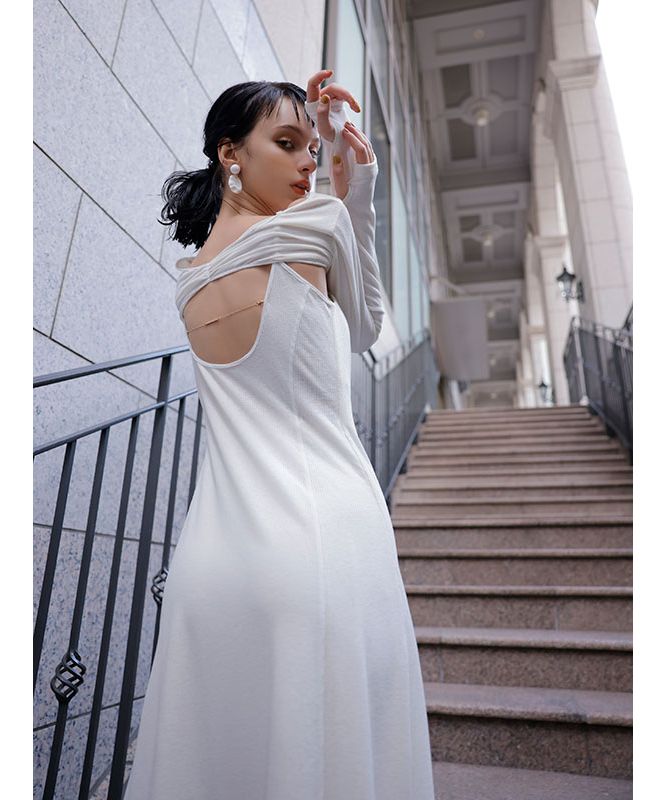 eimy istoire Double Layer Back Chain Set Dress