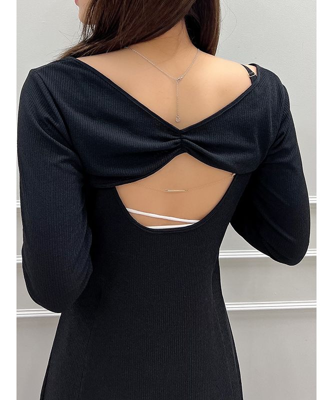 eimy istoire Double Layer Back Chain Set Dress