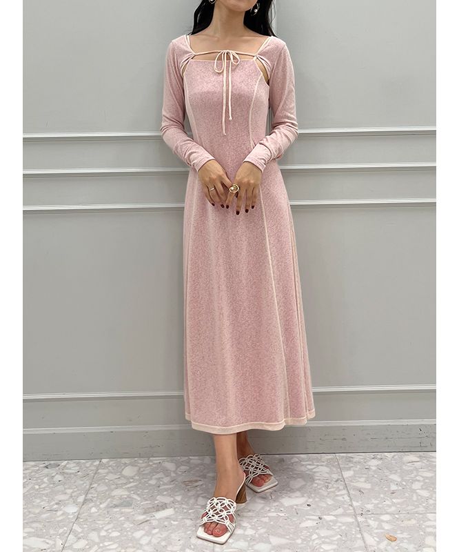 eimy istoire Double Layer Back Chain Set Dress