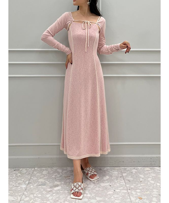 eimy istoire Double Layer Back Chain Set Dress