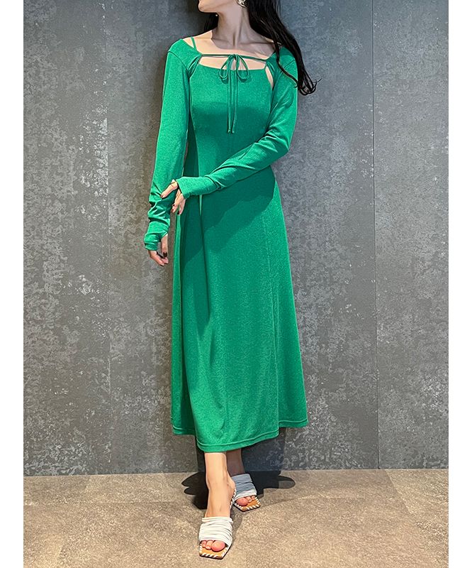 eimy istoire Double Layer Back Chain Set Dress