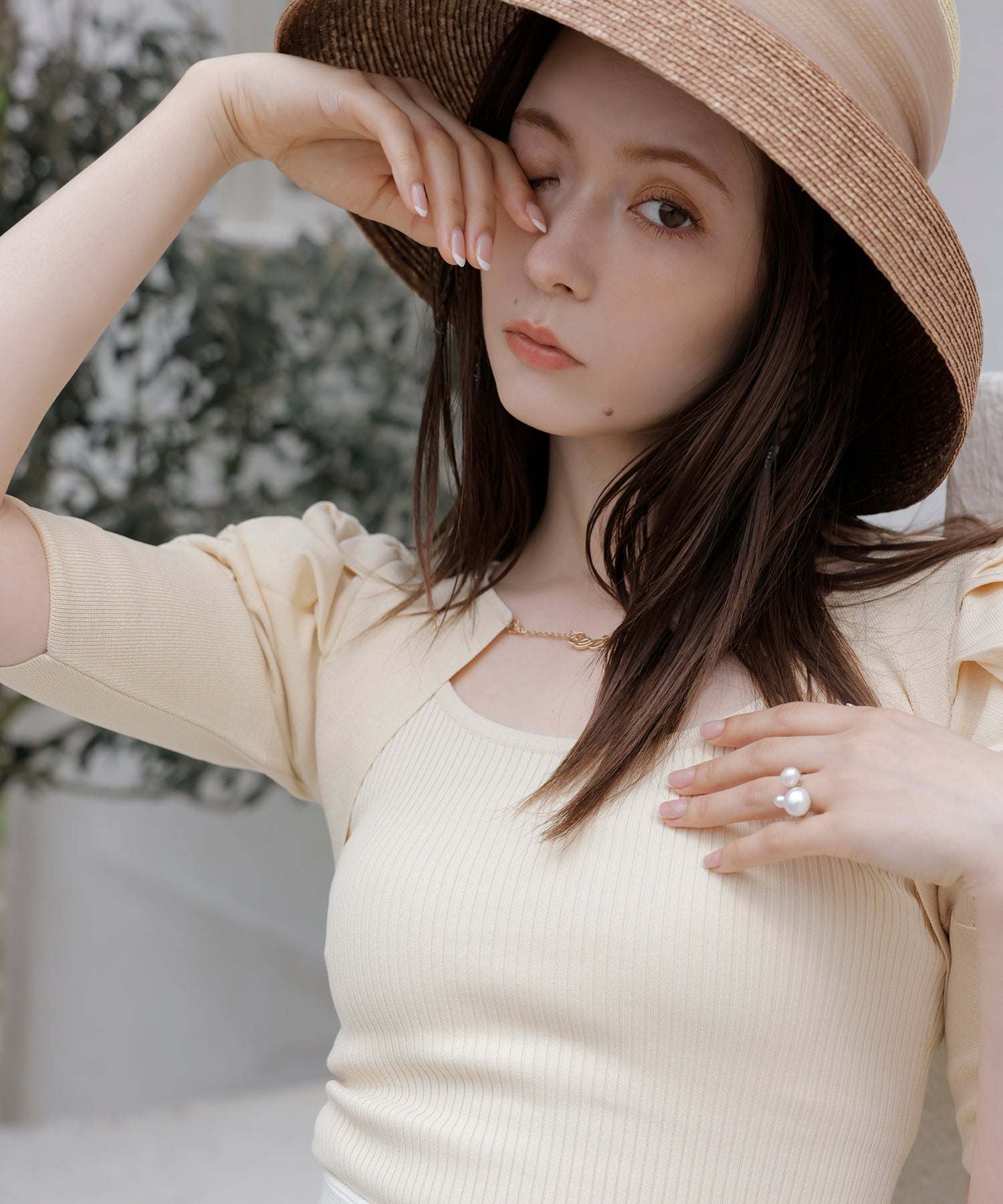 eimy istoire EIMY ISTOIRE eimy chain puff sleeve cardigan and tank