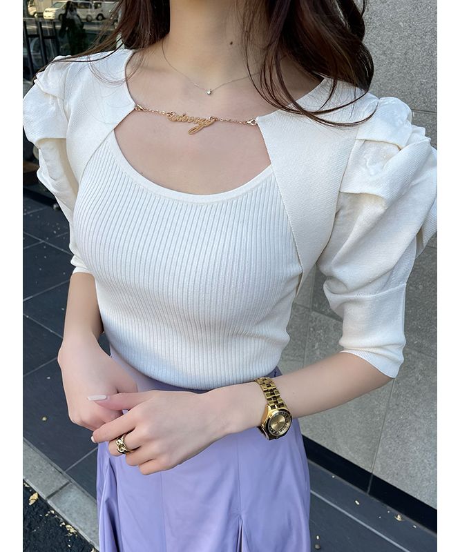 eimy istoire EIMY ISTOIRE eimy chain puff sleeve cardigan and tank