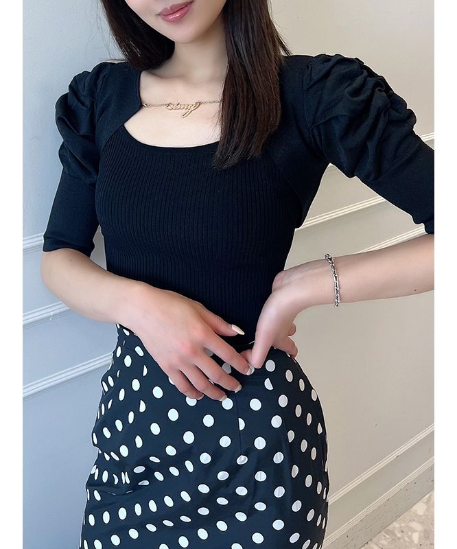 eimy istoire EIMY ISTOIRE eimy chain puff sleeve cardigan and tank