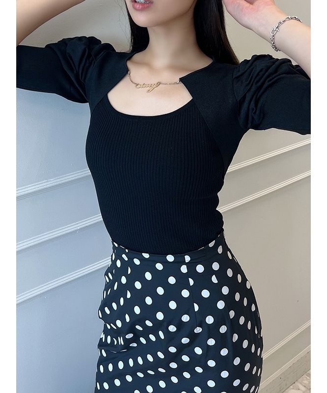 eimy istoire EIMY ISTOIRE eimy chain puff sleeve cardigan and tank